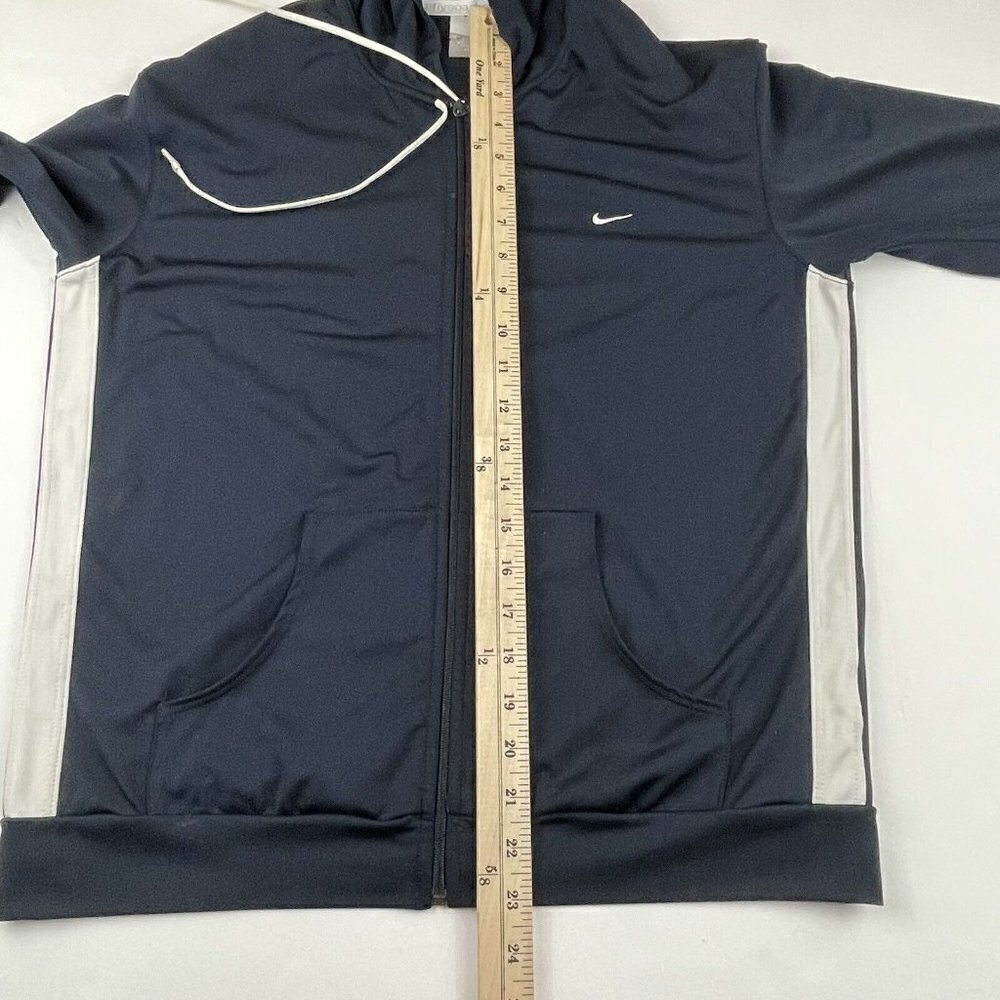 Nike Athletic Hooded Active Jacket Women’s L(12/14) Poly Stretch Run Sports Blue - Picture 5 of 11